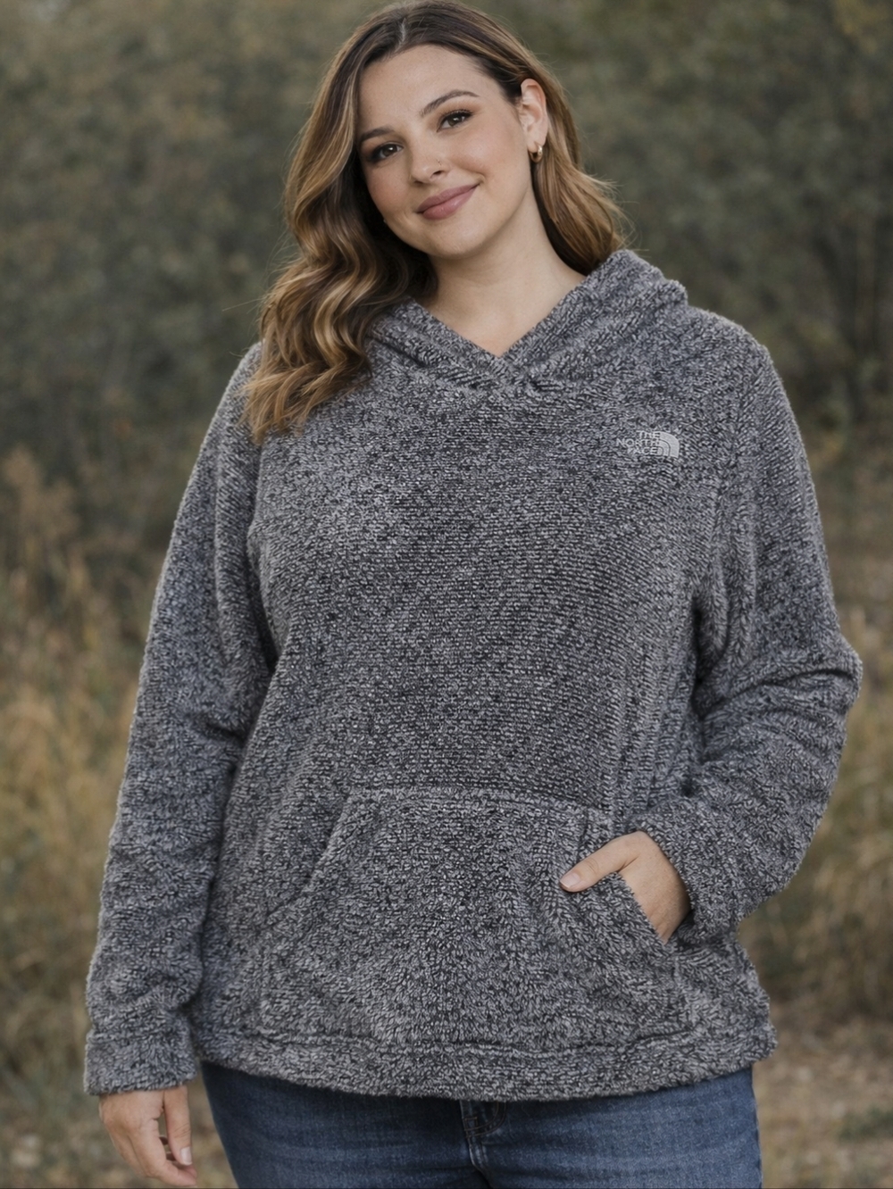 North Face Sherpa Hoodie, With Front Pocket. Women's Size M